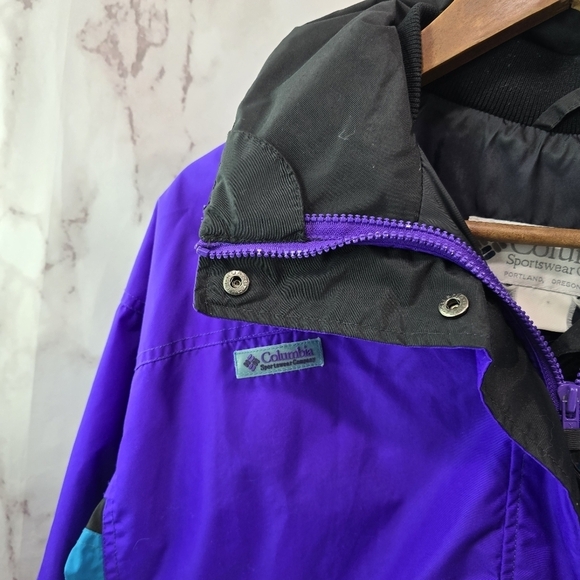 Columbia Jacket Womens Large Vtg 90s Purple Blue Windbreaker Ski Shell Bugaboo - Picture 2 of 11